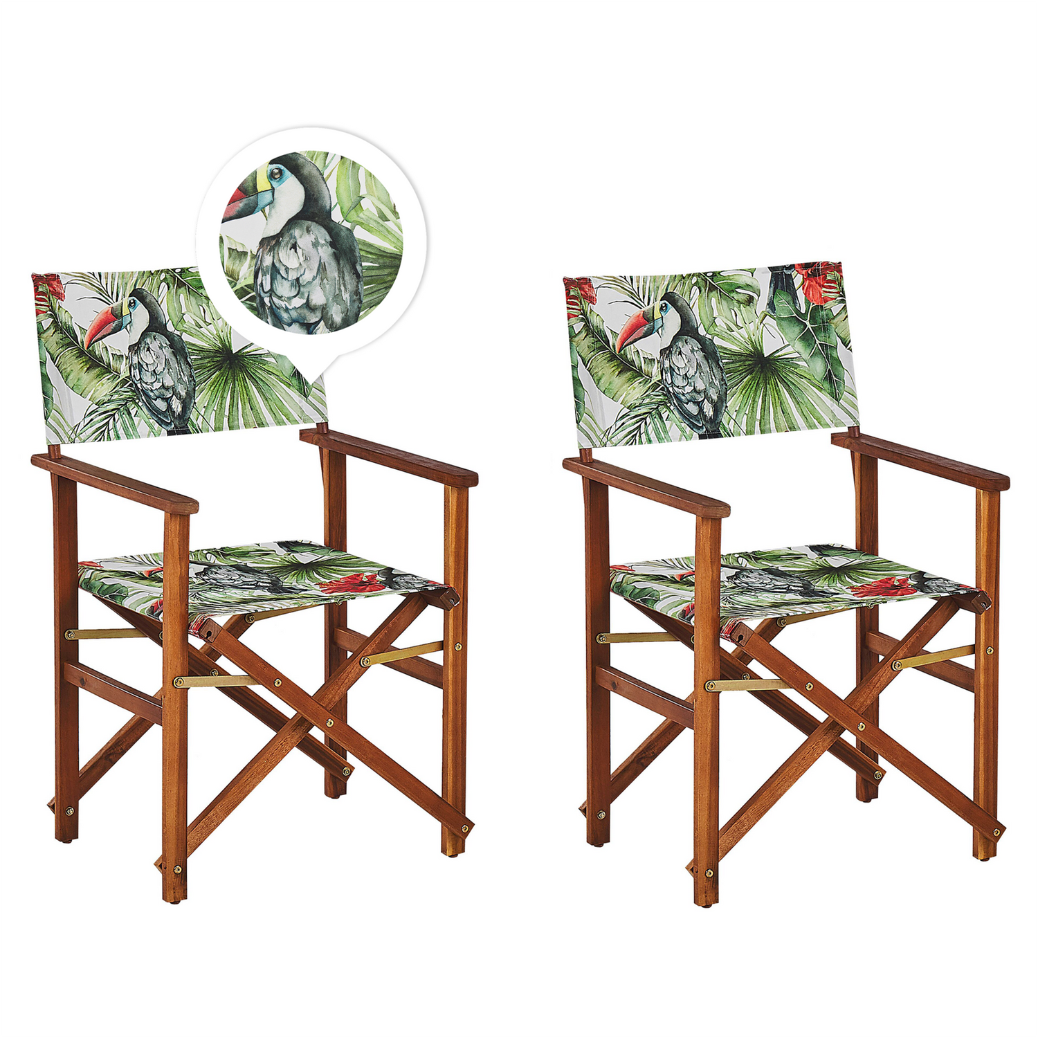 Beliani - CINE - Tuinstoel set van 2 - Groen|Grijs|Toekan - Polyester