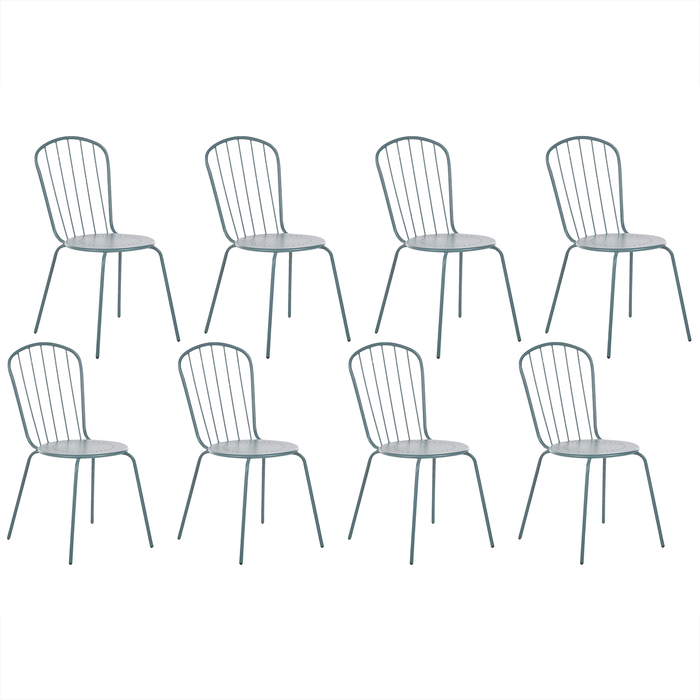 Beliani - CALVI - Tuinstoel set van 8 - Blauw - Staal