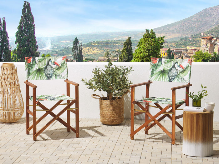 Beliani - CINE - Tuinstoel set van 2 - Groen|Wit|Toekan - Polyester