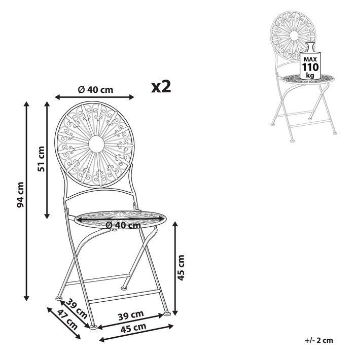 Beliani - SCAFA - Tuinstoelen set van 2 - Wit - IJzer