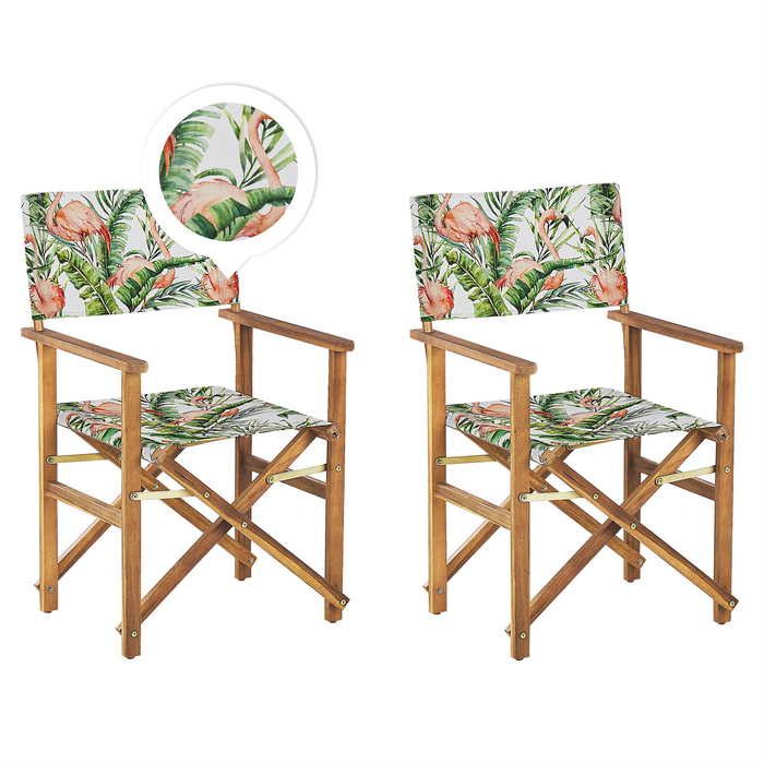Beliani-CINE -Tuinstoel set van 2-Roze|Lichthout|Flamingo-Polyester