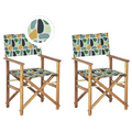 Beliani-CINE -Tuinstoel set van 2-Lichthout|Groen|Abstract-Polyester