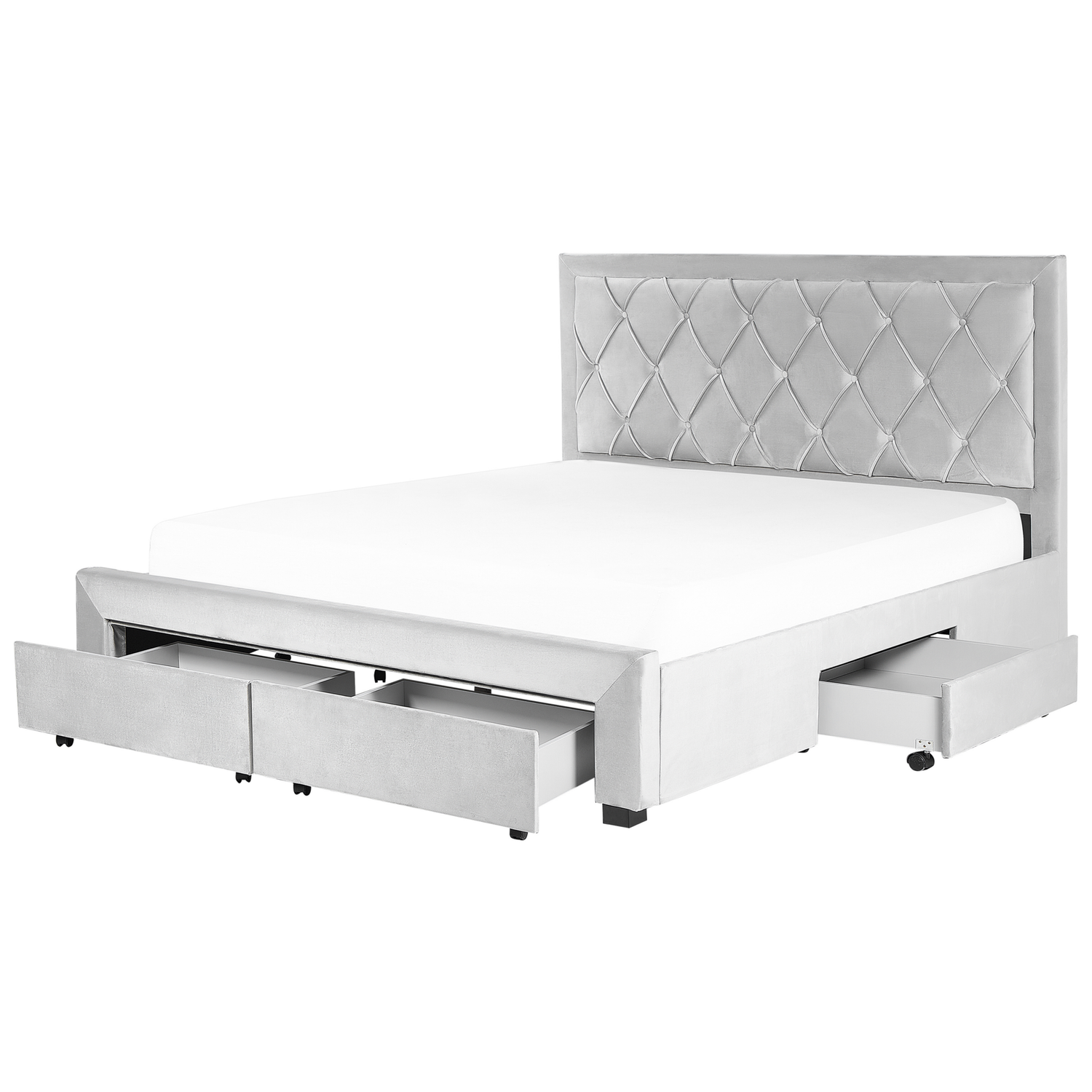 Beliani-LIEVIN-Bed met opbergruimte-Lichtgrijs-180 x 200 cm-Fluweel