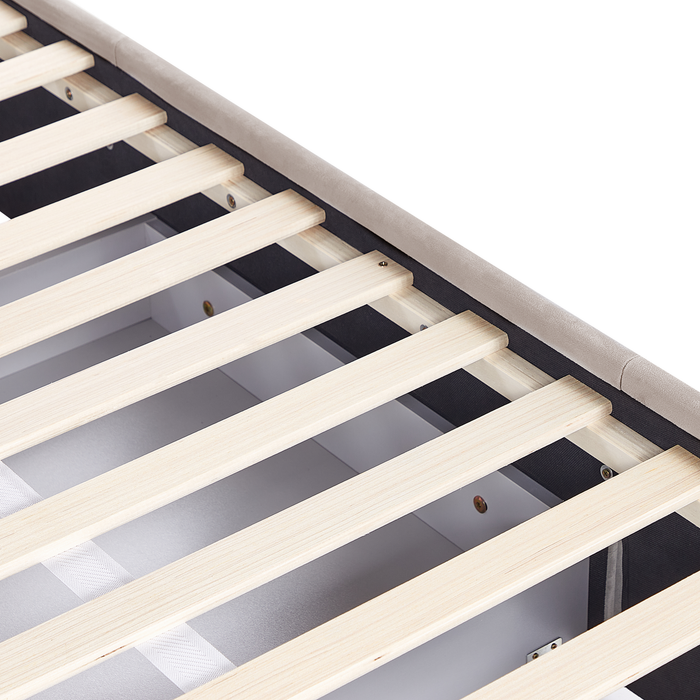 Beliani-LIEVIN-Bed met opbergruimte-Beige-140 x 200 cm-Fluweel