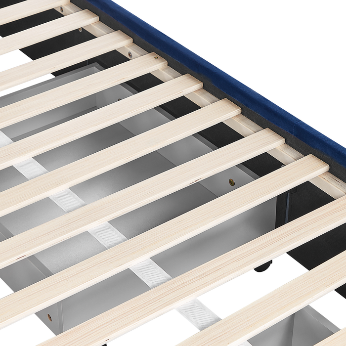 Beliani-LIEVIN-Bed met opbergruimte-Marineblauw-140 x 200 cm-Fluweel