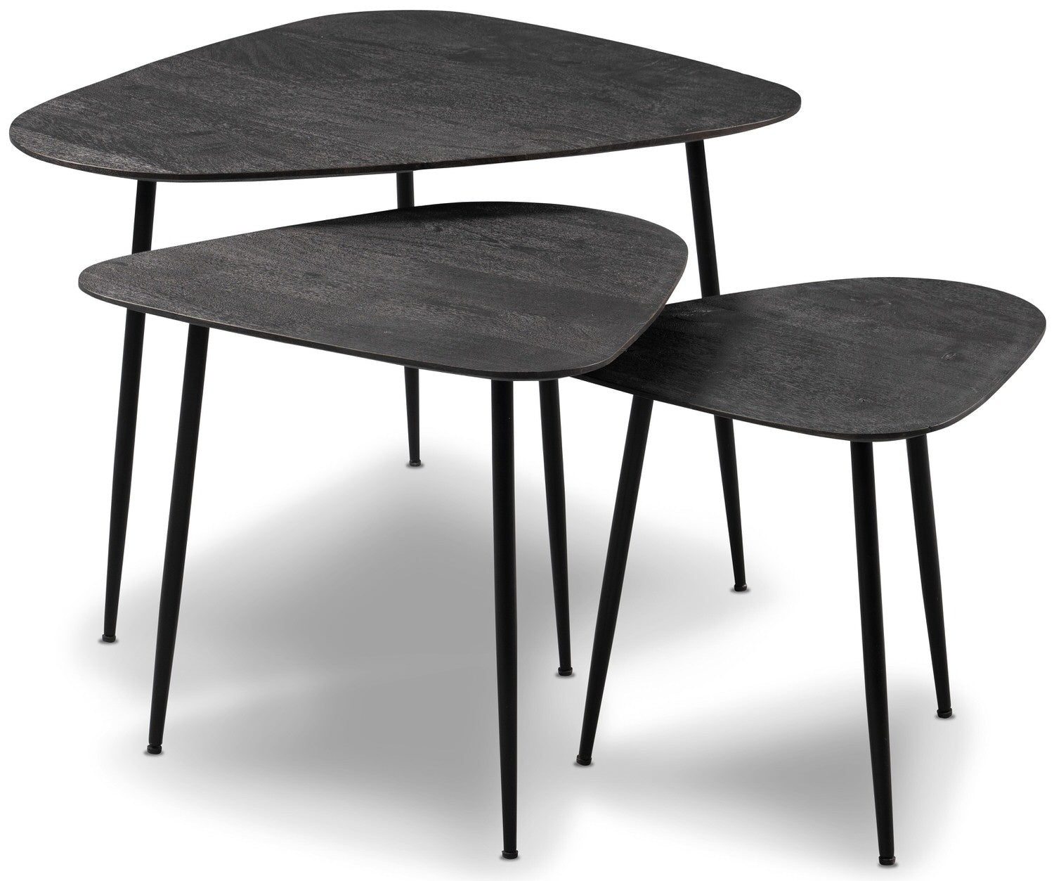 M2 Kollektion Trio Massief Acacia Zwart Salontafel Set