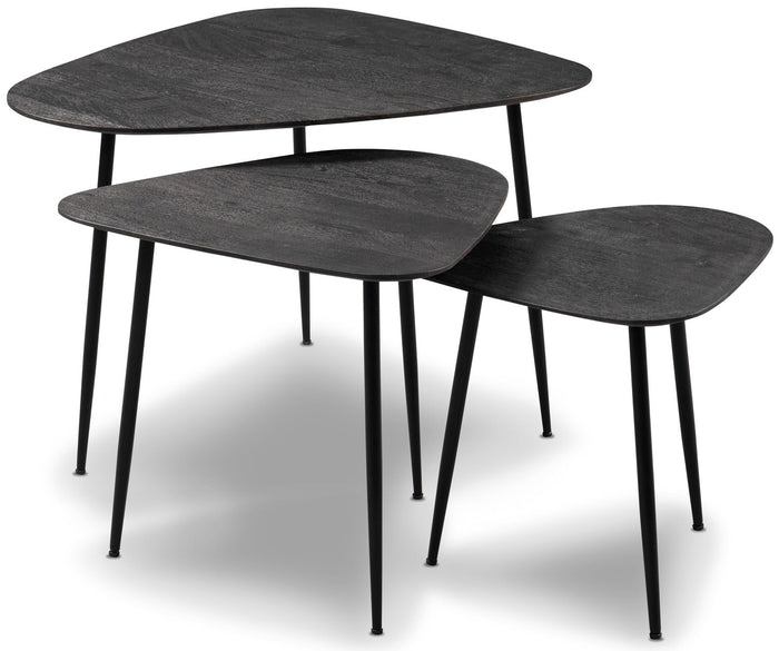 M2 Kollektion Trio Massief Acacia Zwart Salontafel Set