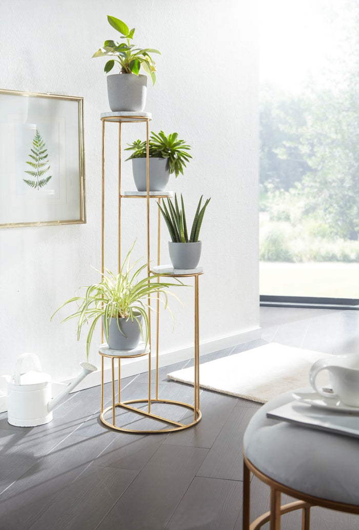 Sky Style Runder Plantentafel Marmer | Goud