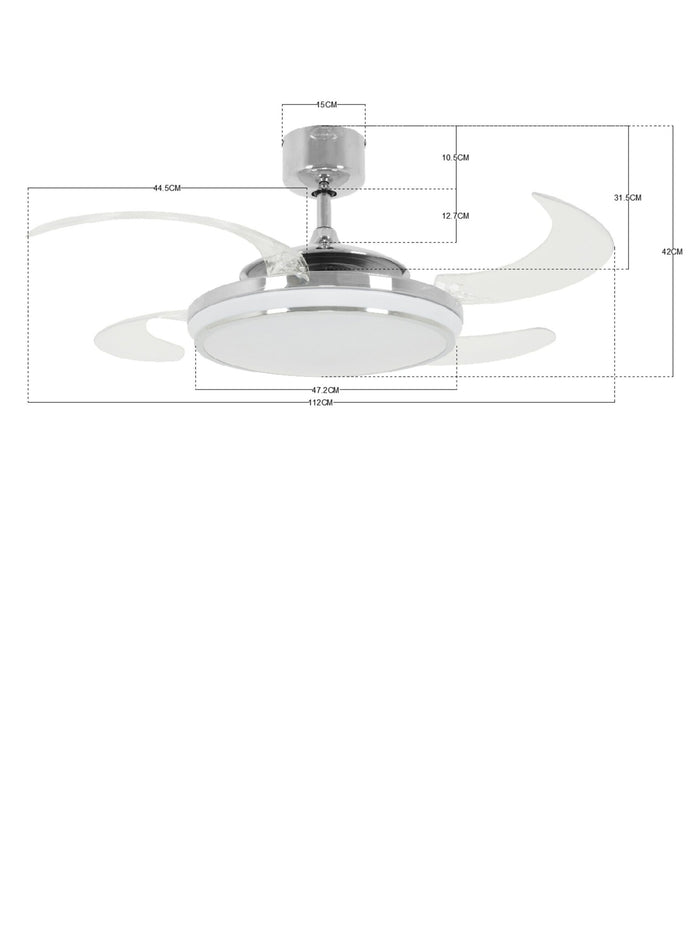 Fanaway Plafondventilator Fanaway Evo 1 Chroom Led Ø 122cm