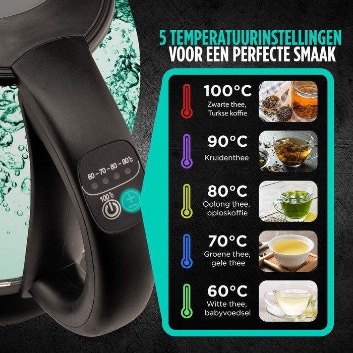 Rosmarino Infinity Waterkoker Led & Boil - 2200W - 1.7 l