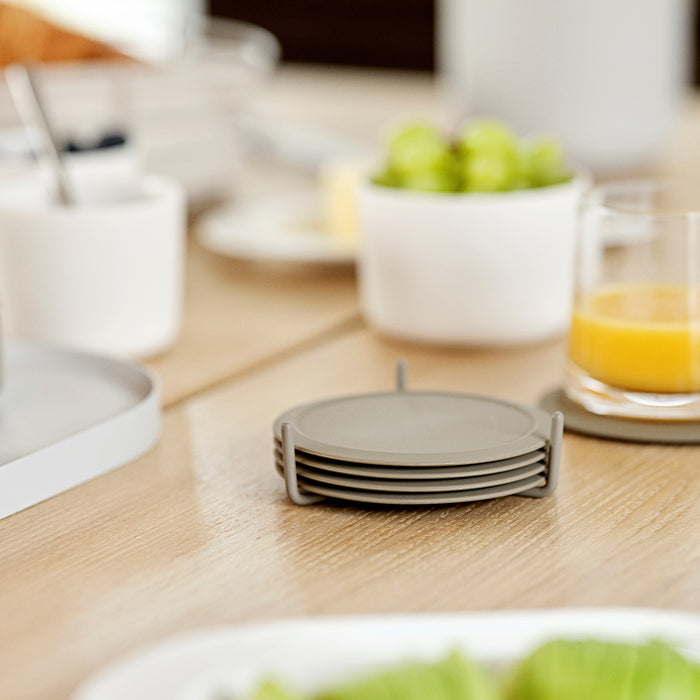 Zone Denmark Singles Onderzetters 6 st. met Houder - Taupe