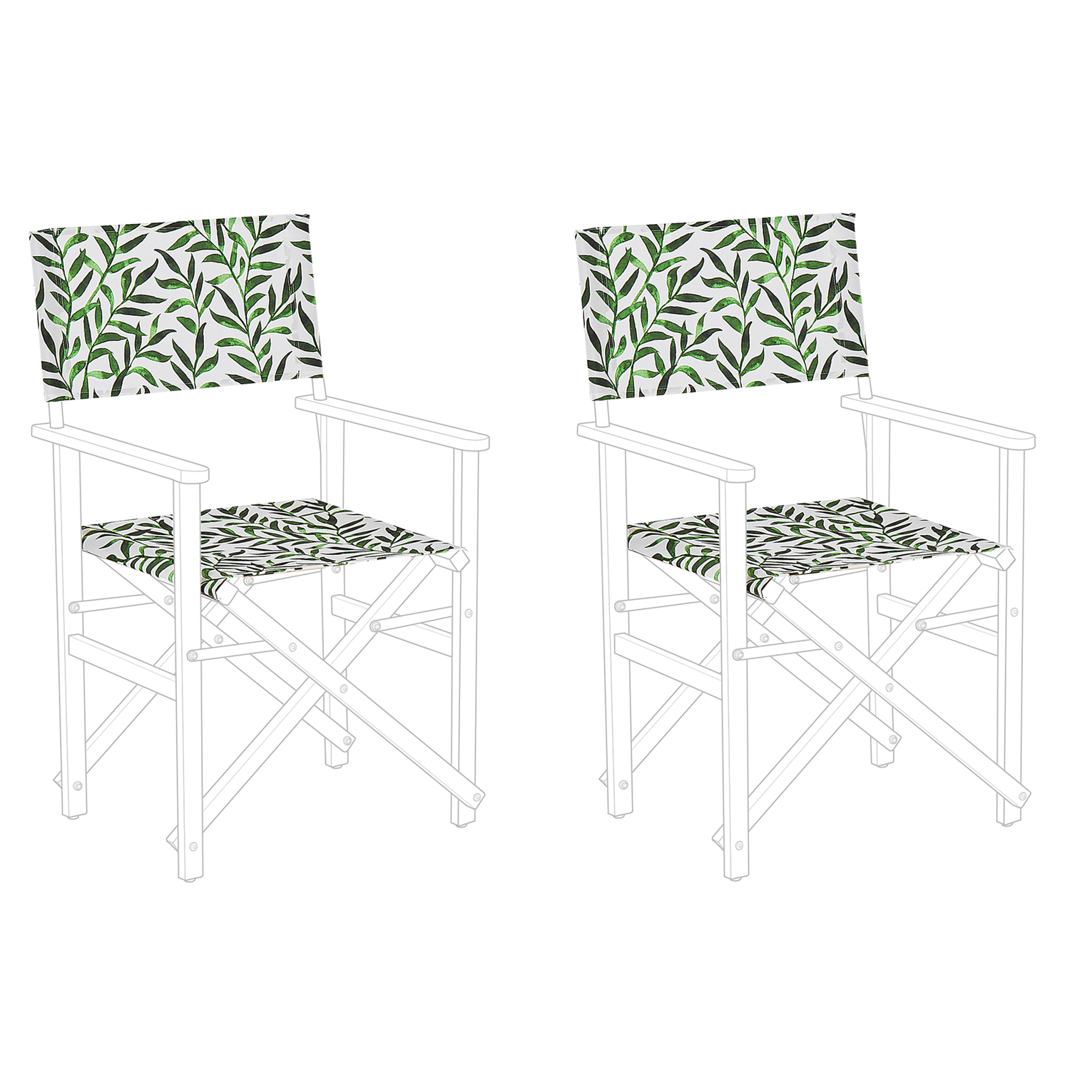 Beliani - CINE - Ligstoel doek set van 2 - Groen Blad - Polyester