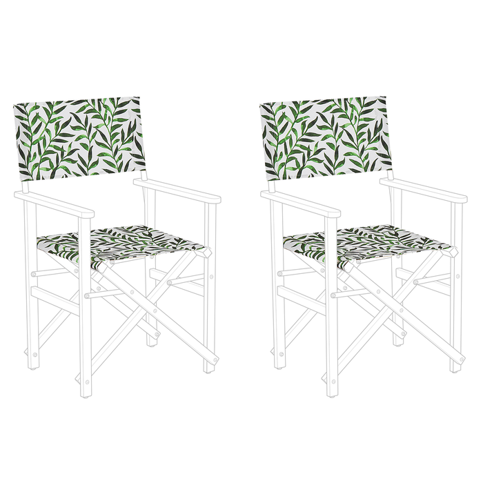 Beliani - CINE - Ligstoel doek set van 2 - Groen Blad - Polyester