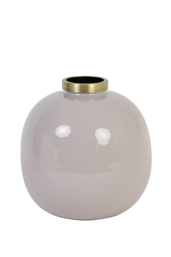 Light&living Vaas deco Ø22x22 cm CHOW licht grijs-antiek brons