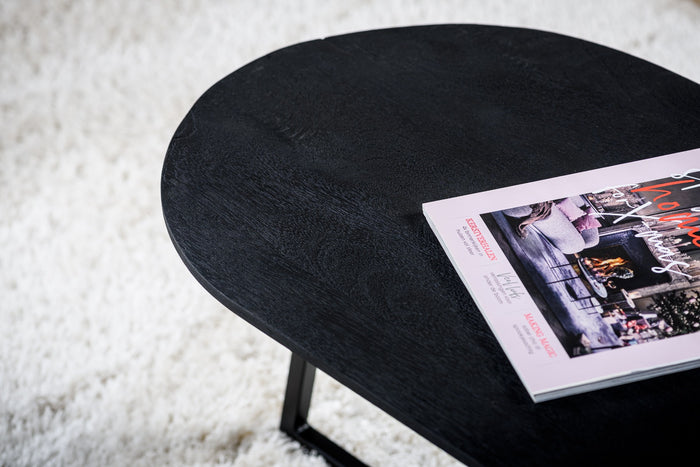 Furntastik Funchal Salontafel ovaal, 90x45 cm, zwart