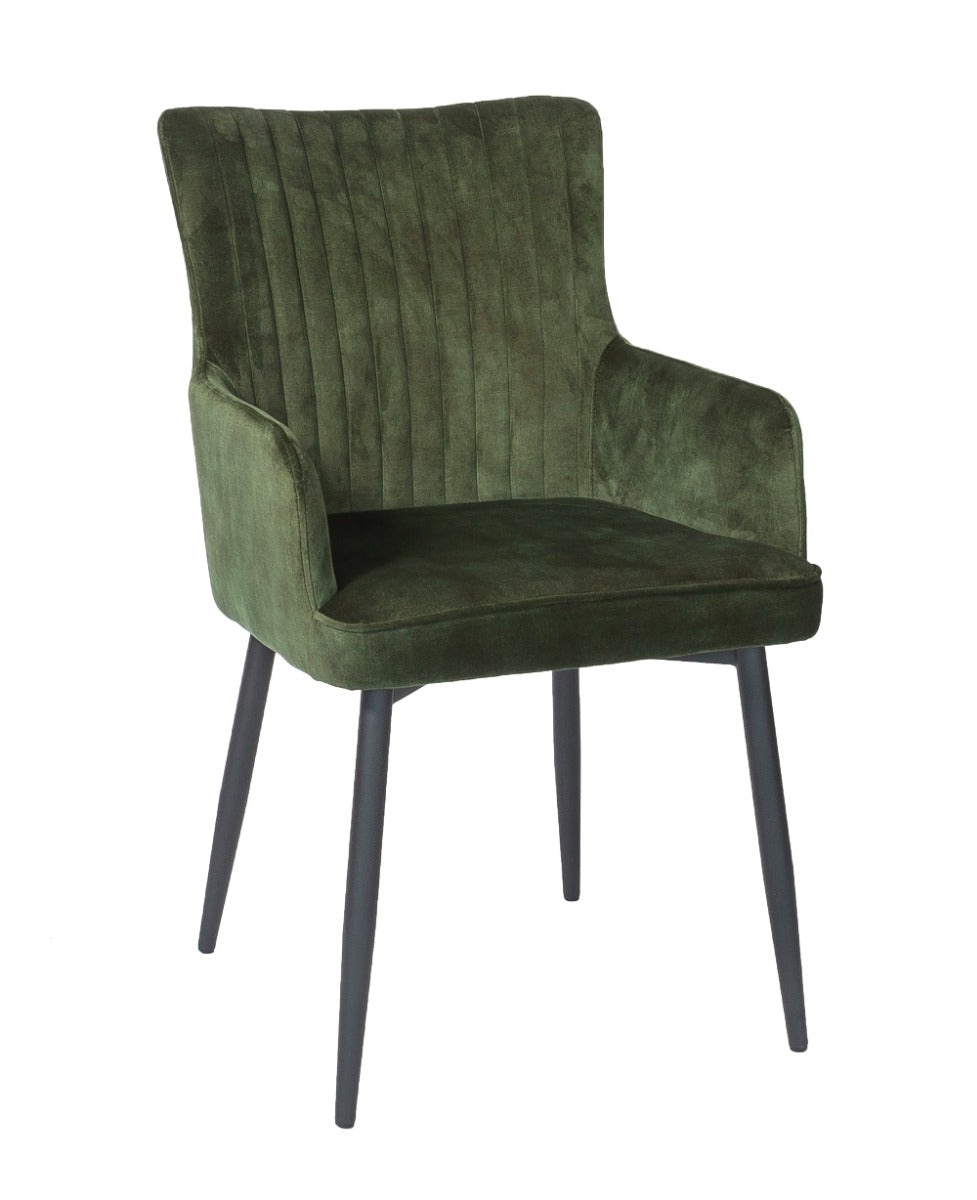 Furntastik Lomellina Eetkamerstoel, Vintage Velvet, groen