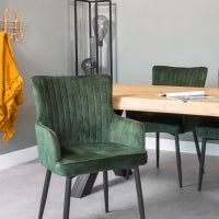 Furntastik Lomellina Eetkamerstoel, Vintage Velvet, groen