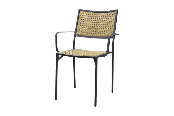 VDG Laura stapelbare tuinstoel - black steel|natural wicker