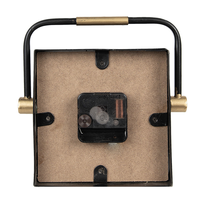 Clayre & Eef Tafelklok  19 cm Zwart Wit Ijzer Glas Tafelklokken Binnen