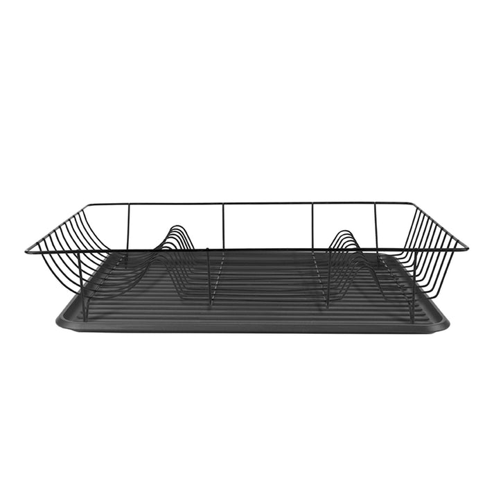 Afdruiprek Linea - Zwart met Mat Zwarte tray - 49x32x9,5cm