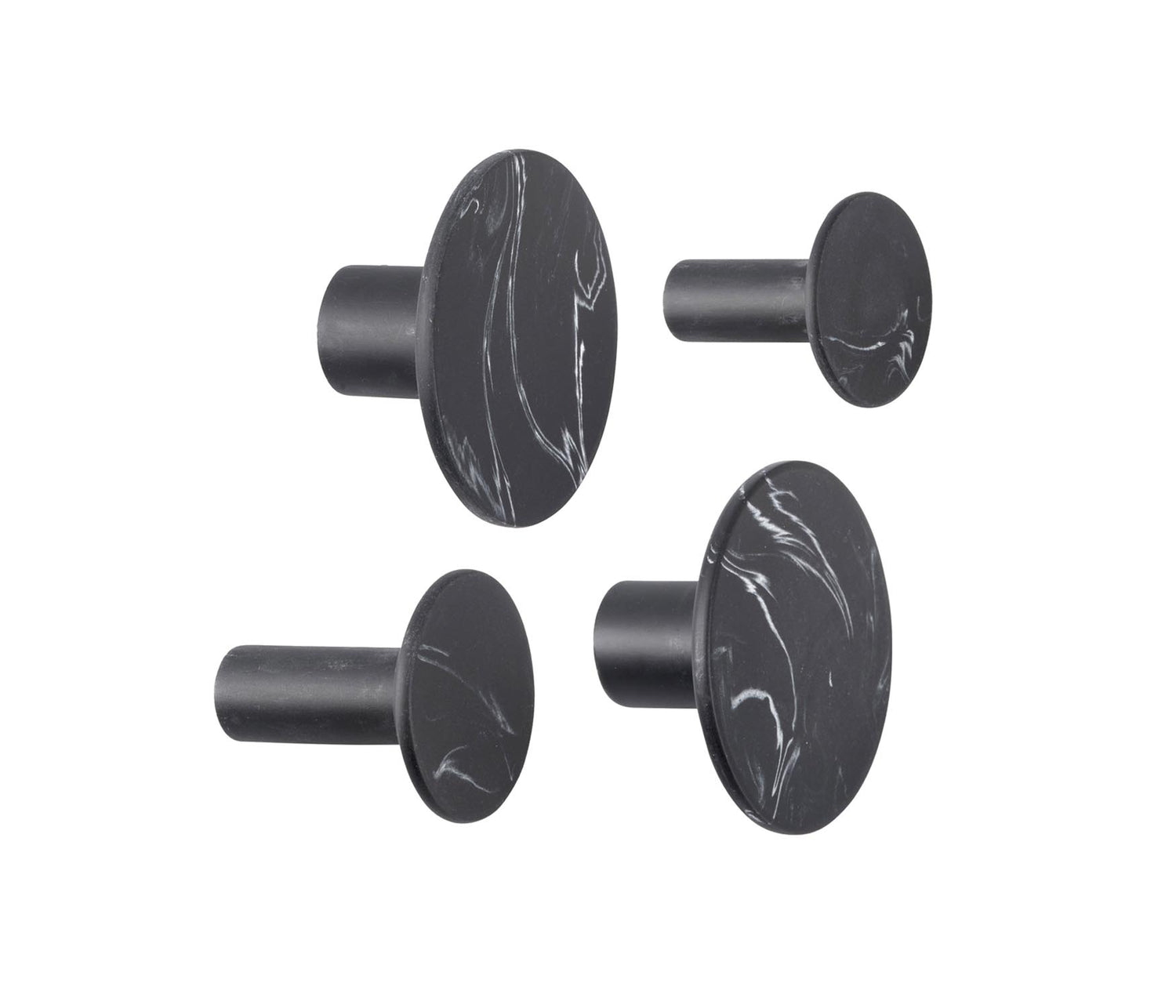 Present Time Wandhaak set Marble - Zwart - Ø8,5cm