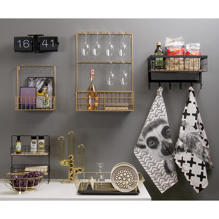 Present Time Fruitmand Open Grid - Metaal Goud - 28x12cm