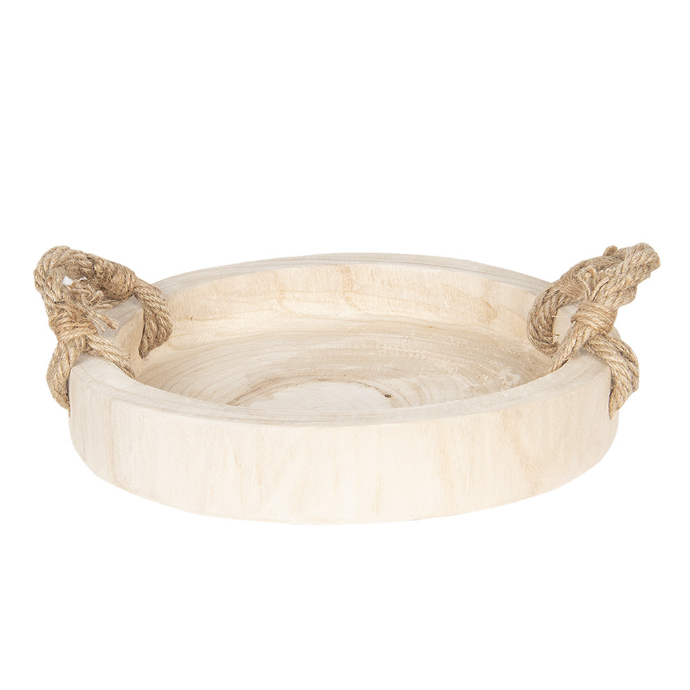 Clayre & Eef Decoratie Dienblad  Ø 35 cm Bruin Hout Rond Serveerschaal