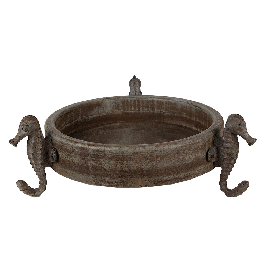 Clayre & Eef Decoratie schaal  Ø 33x13 cm Bruin Grijs Hout Rond
