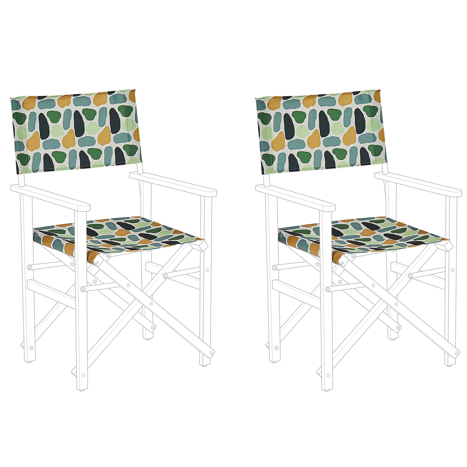 Beliani-CINE-Ligstoel doek set van 2-Multicolor Geometrisch-Polyester