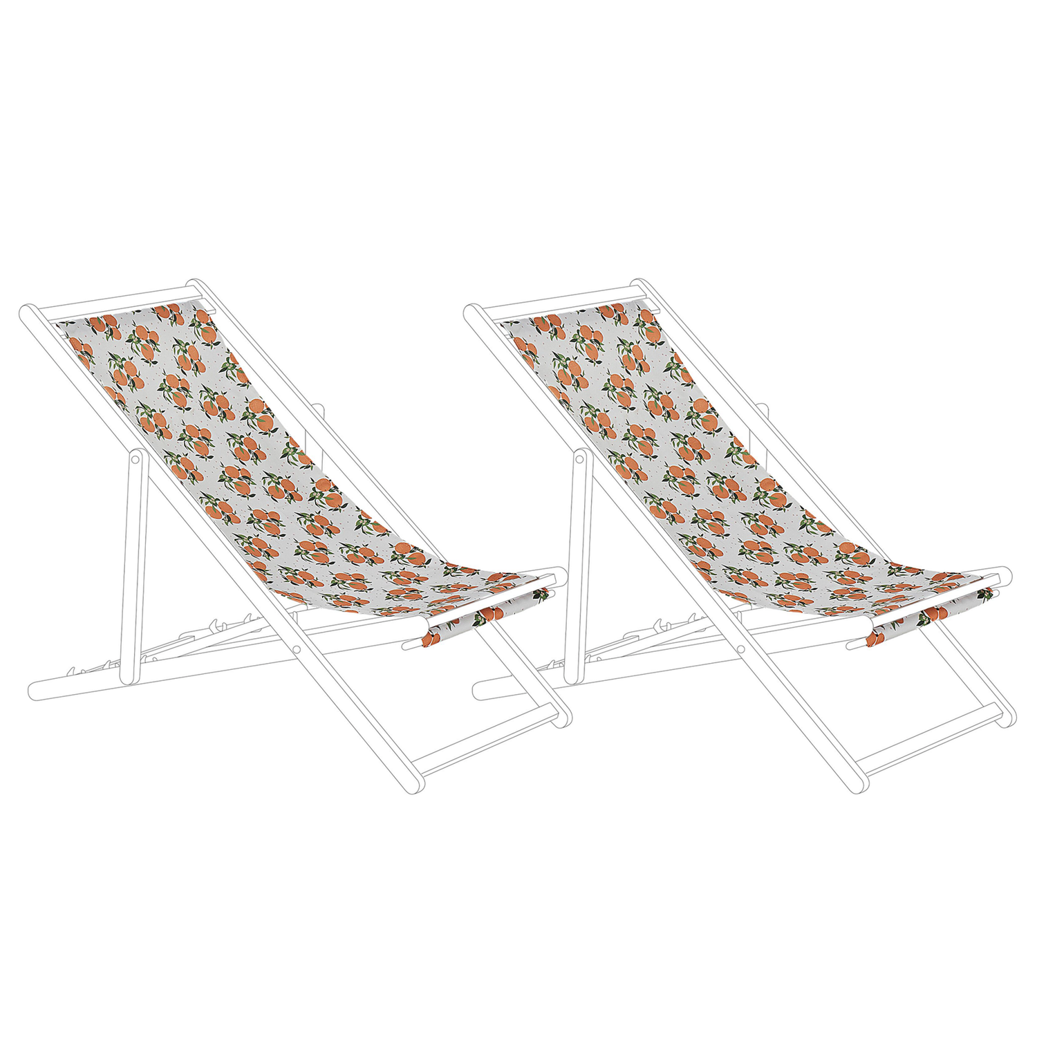 Beliani-ANZIO|AVELLINO-Ligstoel doek set van 2-Oranje-Polyester