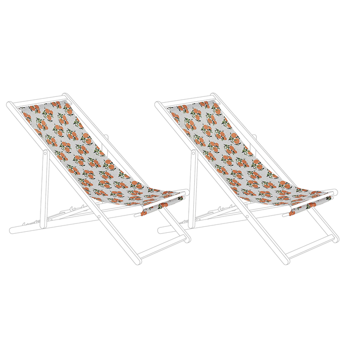 Beliani-ANZIO|AVELLINO-Ligstoel doek set van 2-Oranje-Polyester