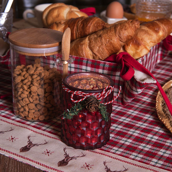 Clayre & Eef Broodmand 35x35x8 cm Rood Beige Katoen Ruit Hert