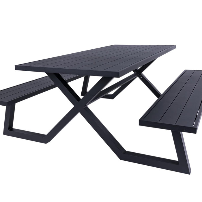 luxe aluminium picknicktafel Dex 200 cm zwart