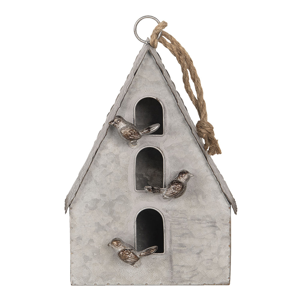 Clayre & Eef Vogelhuis  20x10x29 cm Grijs Ijzer Vogelhuisje Hangend