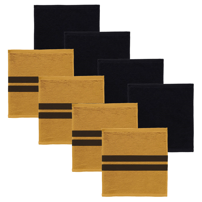 DDDDD vaatdoek Basic Black (4 stuks) + Baxter (4 stuks) Ochre