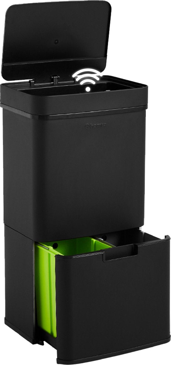 Homra NEXO Prullenbak met Sensor - 3 vakken – 72L - Zwart