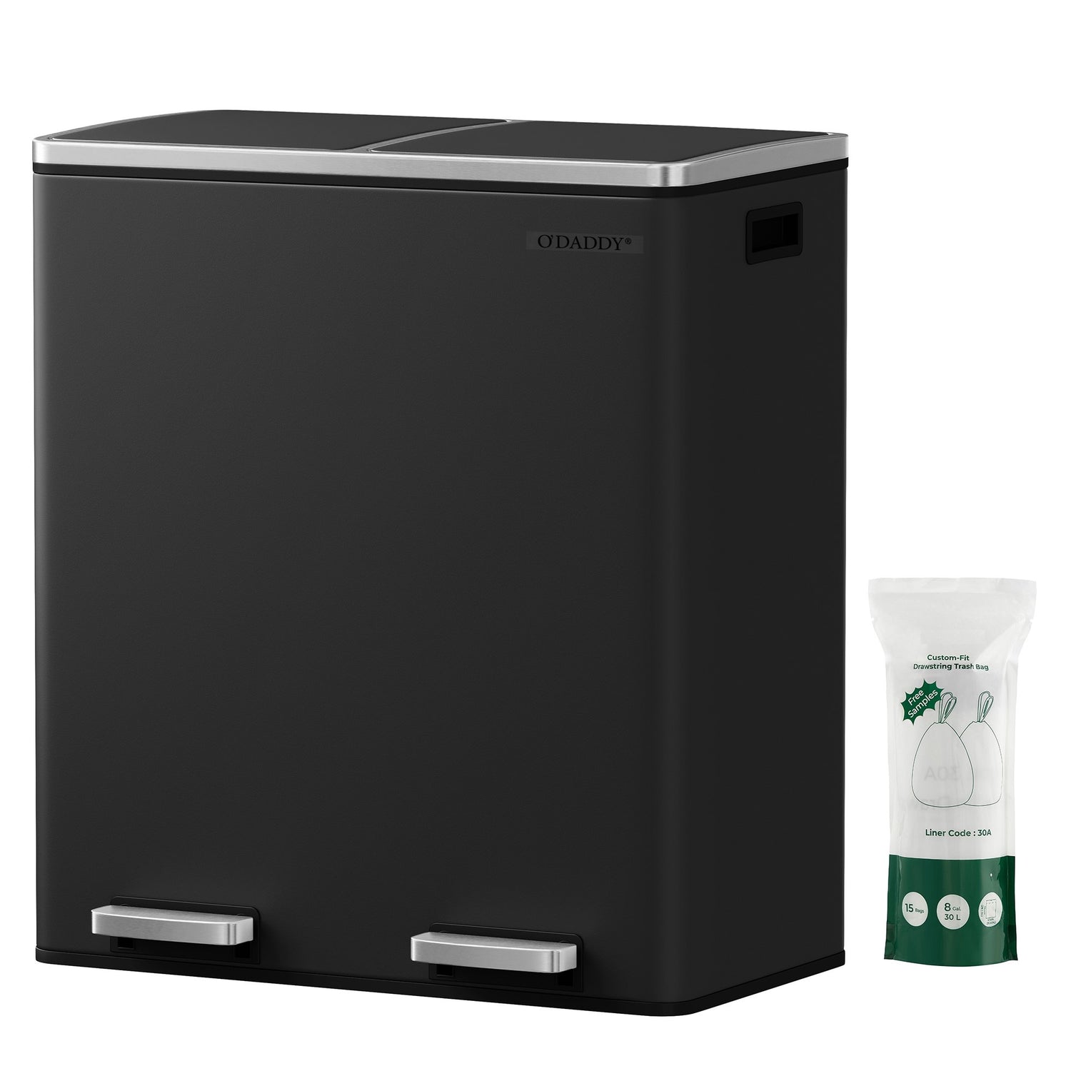 O'DADDY® Prullenbak Afvalscheiding - vuilnisbak 60L (2x 30) - 59x65x32