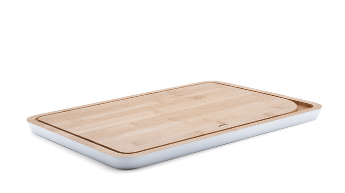 Pebbly - Snijplank met Sapgeul, Bamboe, Wit, 35 x 25 cm - Pebbly