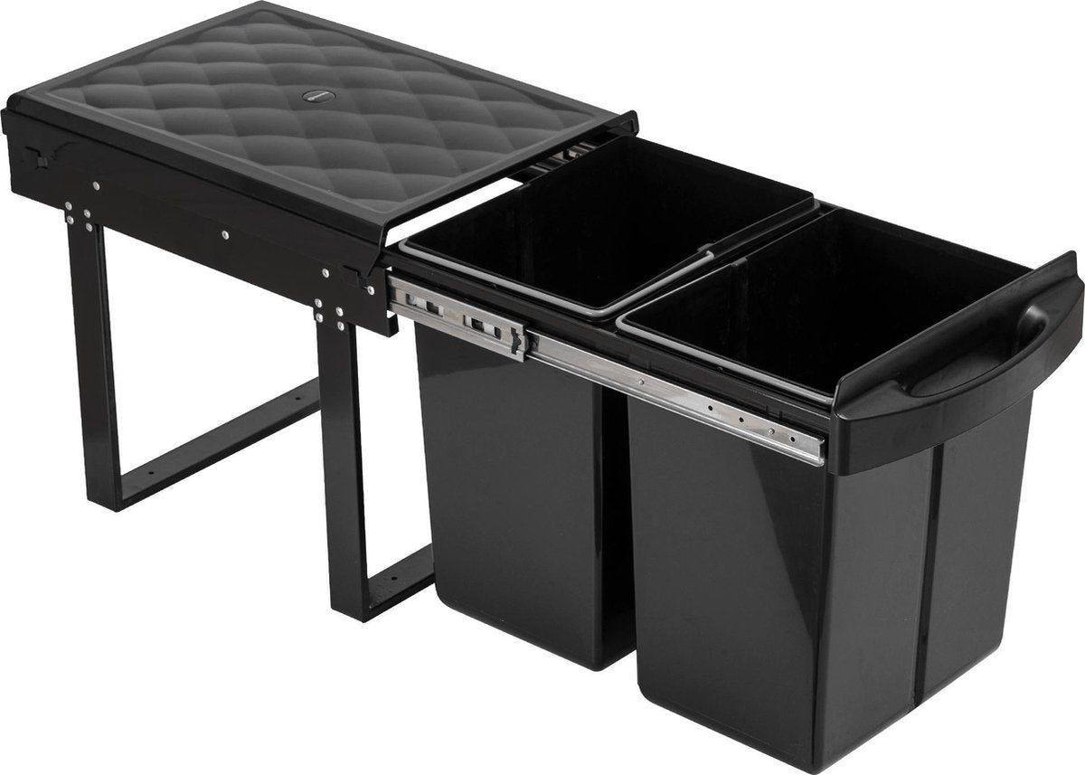 Homra Slide Inbouw Prullenbak - 2 vakken - 40L - Zwart