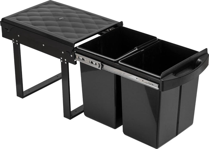 Homra Slide Inbouw Prullenbak - 2 vakken - 40L - Zwart