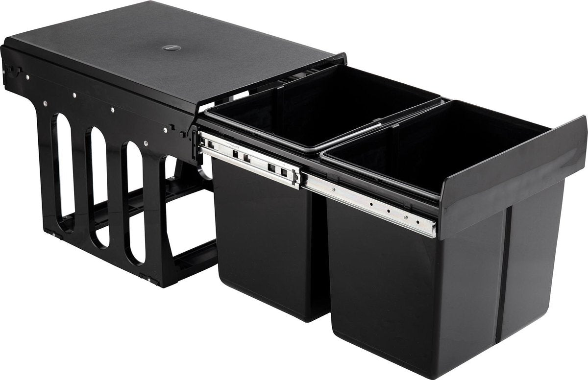 Homra Slide Inbouw Prullenbak - 2 vakken - 30L - Zwart