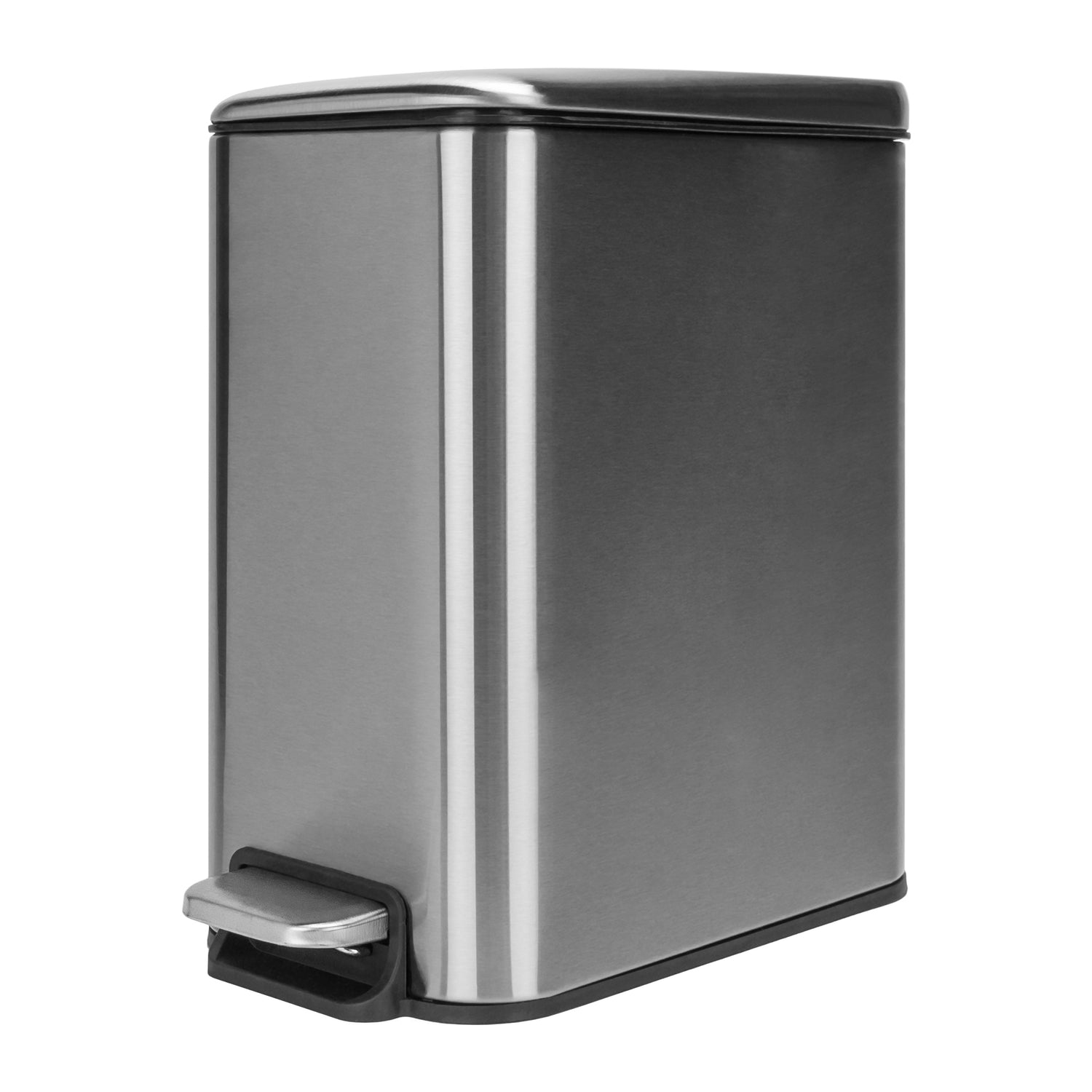 QUVIO Prullenbak vierkant - 5L - Metaal - Grijs