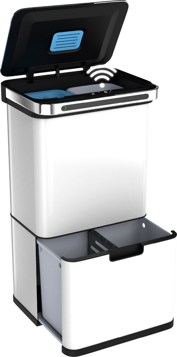 StangVollby Halden prullenbak met sensor - 4 vakken - 50L - Wit