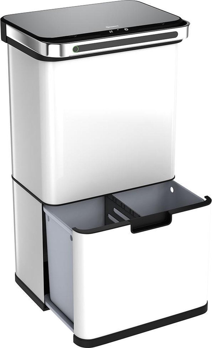 Homra DEXER prullenbak met sensor - 60L - 4 vakken - Wit