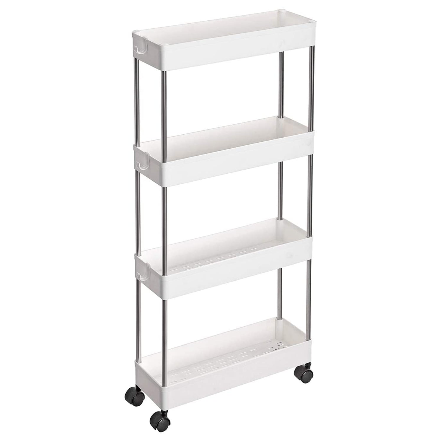 Opbergtrolley - 4 niveaus - 40x86x12.5 cm - wit