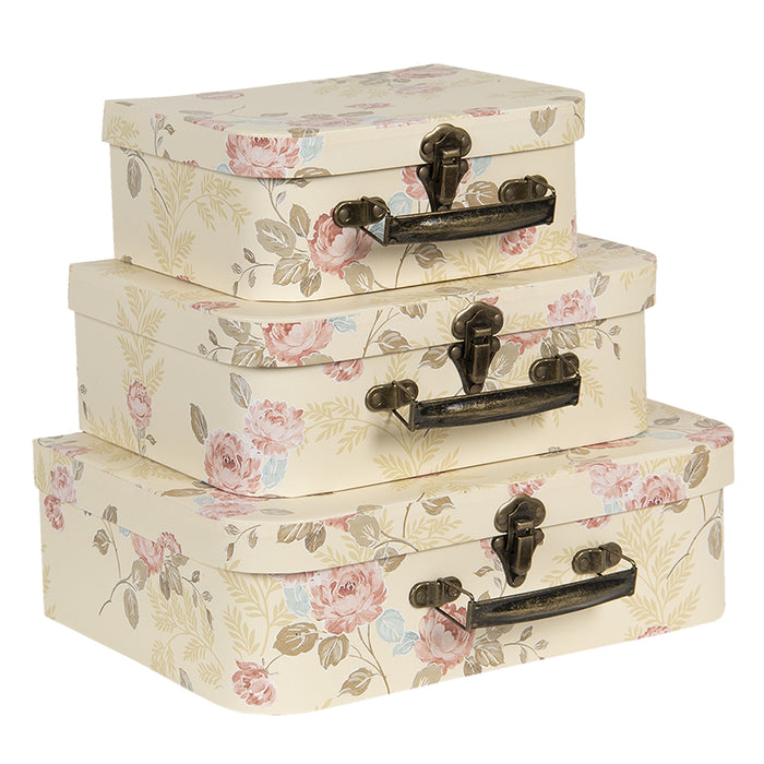 Clayre & Eef Decoratie Koffer Set van 3 30x21x9|25x18x9|20x16x8 cm