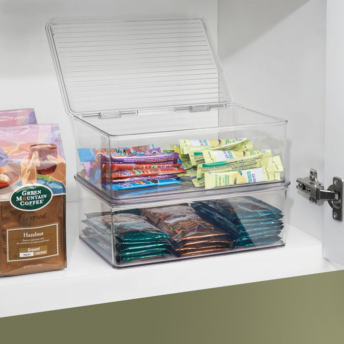 Opbergbox met Deksel, 34.3 x 14.6 x 12.7 cm, Stapelbaar, Kunststof, Tr