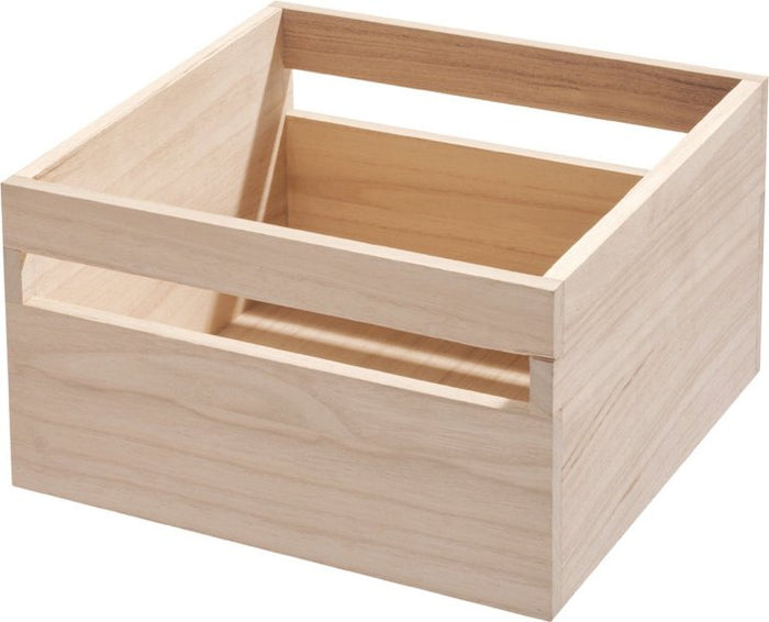 iDesign - Opbergbox met Handvat, 25.4 x 25.4 x 15.5 cm, Paulownia Hout