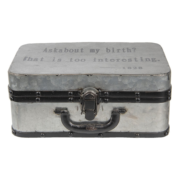 Clayre & Eef Decoratie Koffer 29*20*13 cm Grijs Ijzer Rechthoek