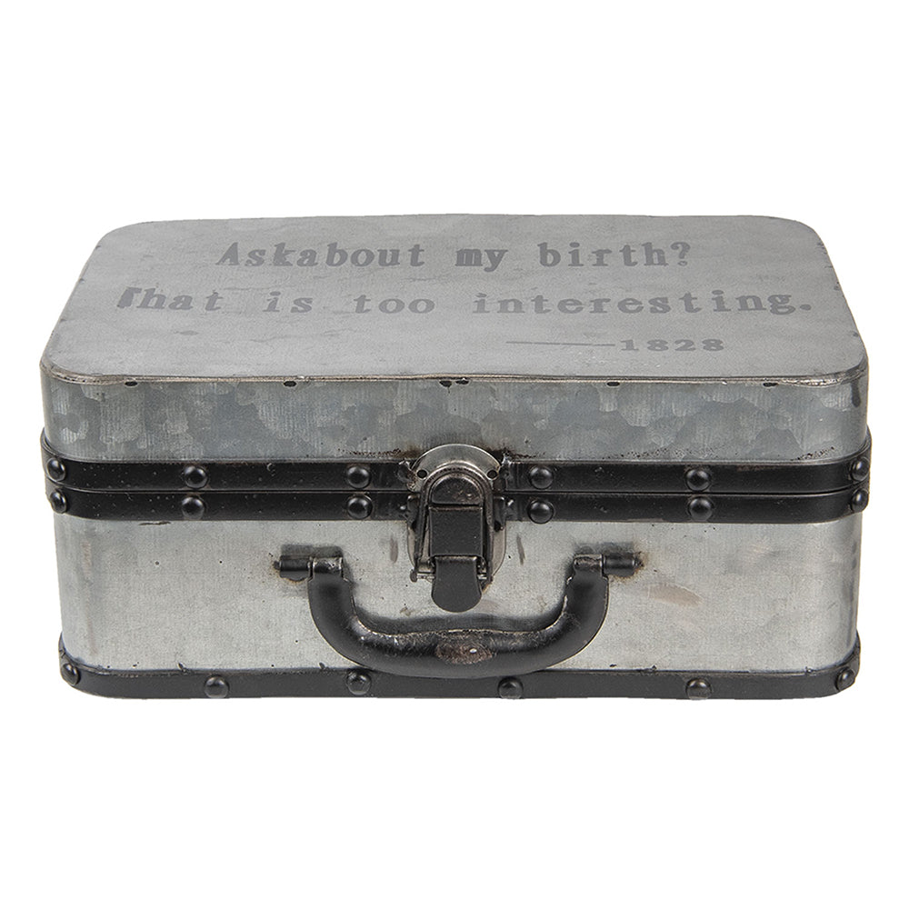 Clayre & Eef Decoratie Koffer 29*20*13 cm Grijs Ijzer Rechthoek